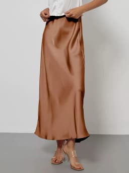38 Colors Women's Summer Elegant Satin Long Skirts 2026 New Female Solid Color High Waist Fashion Faldas