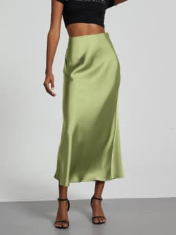 38 Colors Women's Summer Elegant Satin Long Skirts 2026 New Female Solid Color High Waist Fashion Faldas