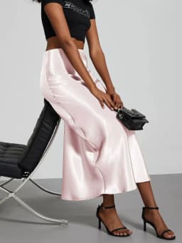 38 Colors Women's Summer Elegant Satin Long Skirts 2026 New Female Solid Color High Waist Fashion Faldas