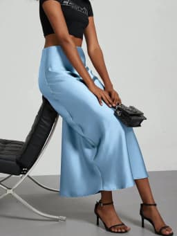38 Colors Women's Summer Elegant Satin Long Skirts 2026 New Female Solid Color High Waist Fashion Faldas