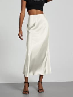 38 Colors Women's Summer Elegant Satin Long Skirts 2026 New Female Solid Color High Waist Fashion Faldas