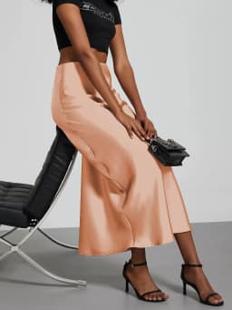 38 Colors Women's Summer Elegant Satin Long Skirts 2026 New Female Solid Color High Waist Fashion Faldas