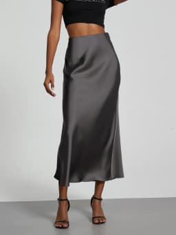 38 Colors Women's Summer Elegant Satin Long Skirts 2026 New Female Solid Color High Waist Fashion Faldas