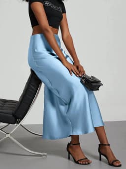 38 Colors Women's Summer Elegant Satin Long Skirts 2026 New Female Solid Color High Waist Fashion Faldas