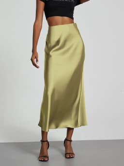 38 Colors Women's Summer Elegant Satin Long Skirts 2026 New Female Solid Color High Waist Fashion Faldas