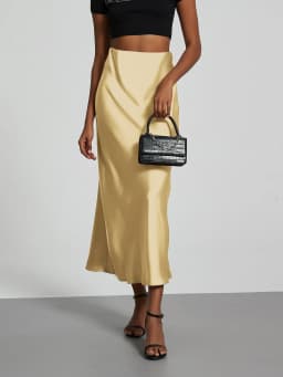 38 Colors Women's Summer Elegant Satin Long Skirts 2026 New Female Solid Color High Waist Fashion Faldas