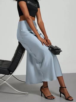 38 Colors Women's Summer Elegant Satin Long Skirts 2026 New Female Solid Color High Waist Fashion Faldas