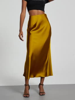 38 Colors Women's Summer Elegant Satin Long Skirts 2026 New Female Solid Color High Waist Fashion Faldas
