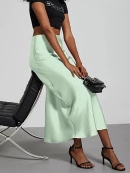 38 Colors Women's Summer Elegant Satin Long Skirts 2026 New Female Solid Color High Waist Fashion Faldas