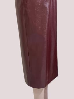 Nerazzurri Autumn Long Shiny Faux Leather Midi Pencil Skirt Women with Back Slit High Waist Elegant Chic Luxury Clothes Fashion