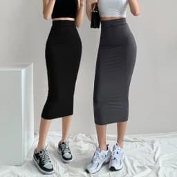 Elastic Mid-Waist Skirt Women's Spring Summer Sexy Straight Cut Cotton Blend Tight Fit A-Line Skirt Fashionable Elegant