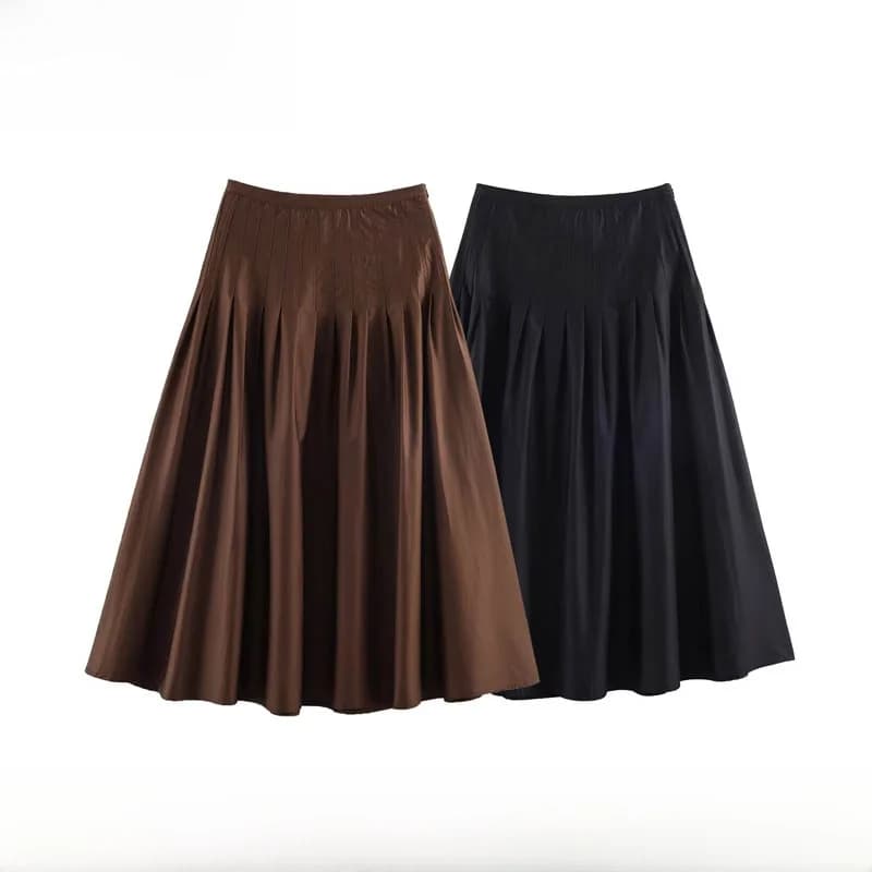 Fashionable Simple Match All Seasons Women's Midi Skirt Autumn Winter New Arrival Polyester Fiber High Waist A-Line Skirt