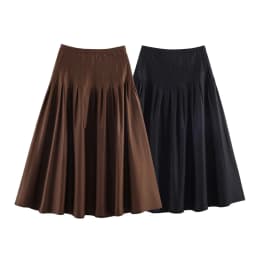 Fashionable Simple Match All Seasons Women's Midi Skirt Autumn Winter New Arrival Polyester Fiber High Waist A-Line Skirt