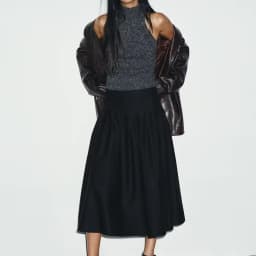 Fashionable Simple Match All Seasons Women's Midi Skirt Autumn Winter New Arrival Polyester Fiber High Waist A-Line Skirt