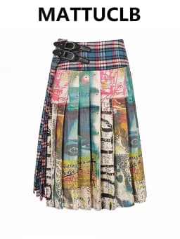 Women's Midi Skirts Tie Dye 2000s Aesthetic Harajuku Japanese Contrast Color Goblin Core American Retro High Street Design New