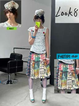 Women's Midi Skirts Tie Dye 2000s Aesthetic Harajuku Japanese Contrast Color Goblin Core American Retro High Street Design New