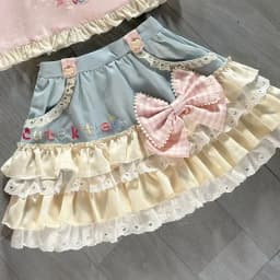 Lolita Print Tops Bow Cake Blouse Y2K JK Lolita Japan Kawaii Girl Cute Sweet Lace T-shirt A-line Spliced Cake Skirt New Chic