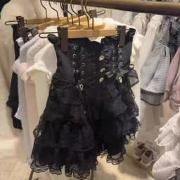 Japanese Lolita Y2k Lace Layered Skirt Women Anime High Waist Chic Ruffle Cake Skirt Kawaii Harajuku Sweet Mini Skirt