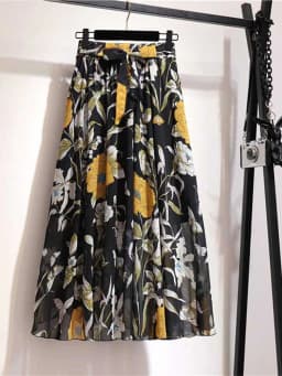 Long Skirt Women For Spring Summer Lady Korean Style White Black Chiffon Sun School High Waist Midi Skirt Female