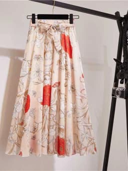 Long Skirt Women For Spring Summer Lady Korean Style White Black Chiffon Sun School High Waist Midi Skirt Female