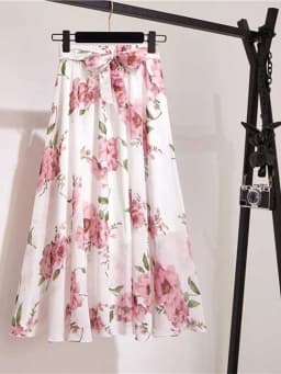 Long Skirt Women For Spring Summer Lady Korean Style White Black Chiffon Sun School High Waist Midi Skirt Female