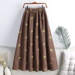 Corduroy Embroidery Women's Skirts Autumn Winter New Arrival Floral Skirts Female High Waist Slimming Mid-calf Skirt for Woman