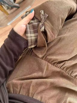 Corduroy Plaid Long Half Skirt High Waist Slimming Knot Long Dress Half Body Skirt Japanese Style Casual A-Line Skirt