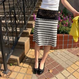 Women Vintage Lace Trim Y2K Mini Skirts Low Waist Fold Over Aesthetic Striped Patchwork Slim Fits Going Out Skirts Streetwear