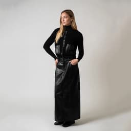 AP AW26 Women Leather Skirt and Leather Patch Cardigan Fashion Style