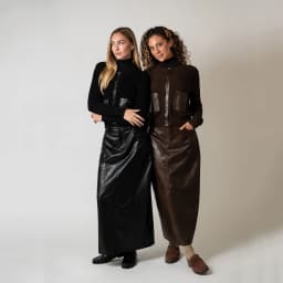 AP AW26 Women Leather Skirt and Leather Patch Cardigan Fashion Style