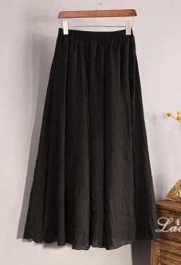 Women's Elegant 16 Color High Waist Elastic Waist Linen Pleated Long Skirts Ladies Slim Casual Skirt Saias New 2026 Summer SK05