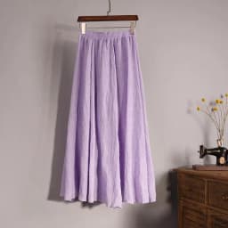 Women's Elegant 16 Color High Waist Elastic Waist Linen Pleated Long Skirts Ladies Slim Casual Skirt Saias New 2026 Summer SK05