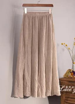 Women's Elegant 16 Color High Waist Elastic Waist Linen Pleated Long Skirts Ladies Slim Casual Skirt Saias New 2026 Summer SK05