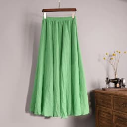 Women's Elegant 16 Color High Waist Elastic Waist Linen Pleated Long Skirts Ladies Slim Casual Skirt Saias New 2026 Summer SK05