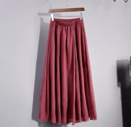 Women's Elegant 16 Color High Waist Elastic Waist Linen Pleated Long Skirts Ladies Slim Casual Skirt Saias New 2026 Summer SK05
