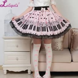 Sweet Lolita Short Skirt Cute Piano Key and Melody Printed Summer Skirt for Women
