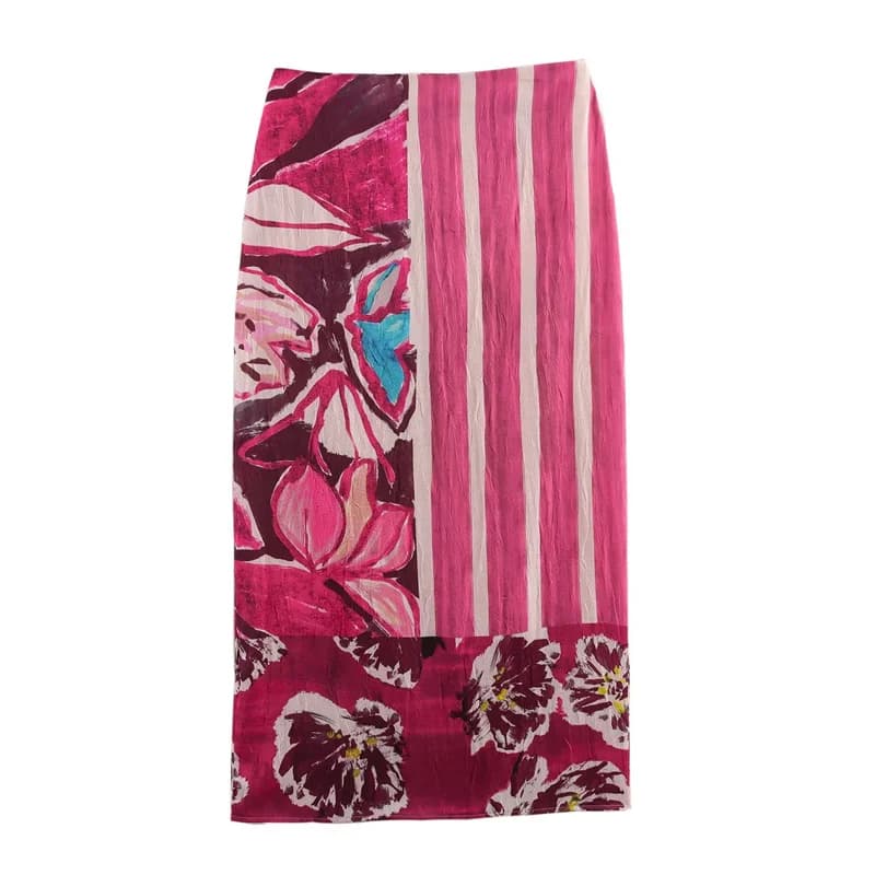 Women's Skirt Spring 2025 New Silk Satin Midi Skirt Printed Skirt Elegant Temperament Fashionable and versatile 3666068