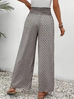 Spring Summer Women Elegant Wide Legs Pants Casual Vacation Beach Print Trousers Office Lady Loose High Waist Pants Skirts
