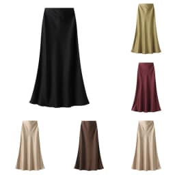 New In 2026 Women Spring Autumn Luxury Satin Long Skirts Female Elegant Office Lady High Waist Solid Color Faldas