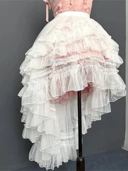 Gothic Lolita Lace Layer Jsk Princess Skirt for Women High Waist Costume Cosplay Japanese Kawaii Cute Mesh Ruffles Evening Skirt