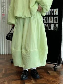 [LANMREM] Office Lady Thick Warm Cotton Skirt For Women Elastic High Waist A-lilne Mid-length Skirts 2025 Winter New 26C965