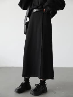 CHIC VEN Women's Skirts Loose High Waist Pleated Straight Tube Skirt Slit Black Female Clothes Office Lady Autumn Winter 2024