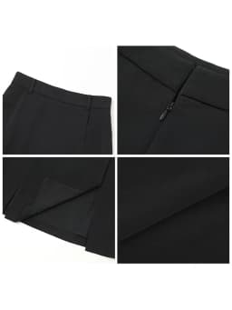 CHIC VEN Women's Skirts Loose High Waist Pleated Straight Tube Skirt Slit Black Female Clothes Office Lady Autumn Winter 2024