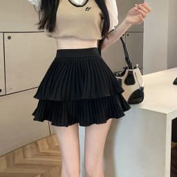 Princess Kawaii Sweet Mini Skirt Elastic High Waist Ballet-Style Tiered Skirt New White Casual Matching Girl's Short Cake Skirt