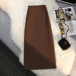Fashion Elegant Formal Skirts Women Autumn New High Waist Drape Suit Long Brown Skirt Zipper Female