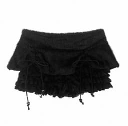 Low Waist Fluffy Plush Shorts with Drawstring And Belt Versatile Sweet Style A-Line Skirt Pants for Young Women Casual Wear