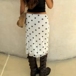Womens Casual Midi Skirt Elegant Polka Dot Print Bodycon Pencil Skirt for Party Workout Daily Wear Summer Y2K Streetwear