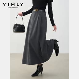 VIMLY Midi Women Skirt 2026 Autumn Office Lady Gray A-line Bud Elegant Ladies Skirt Zipper Loose Pockets Female Skirts A2202