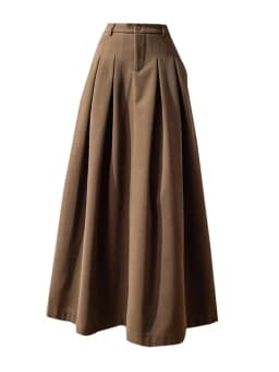 Elegant Women Faux Woolen Skirts For Office Ladies Pockets Casual Loose A-Line High Waist Midi Skirt 2025 Autumn Winter SK11