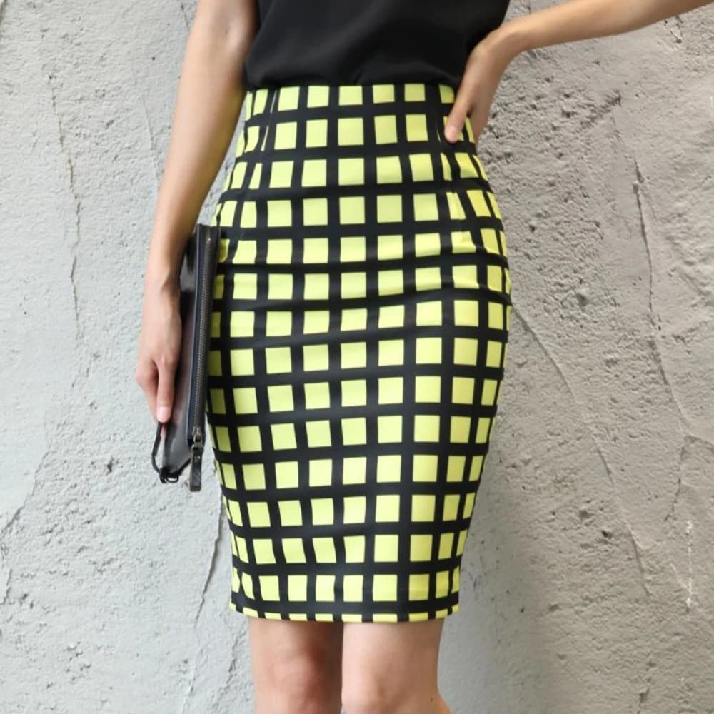Summer Fashion Plus Size Women's Skirt Plaid Skirt New High Waist Pencil Skirt